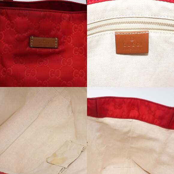 GUCCI GG Canvas Tote Bag Nylon Gold Red - Picture 11 of 12